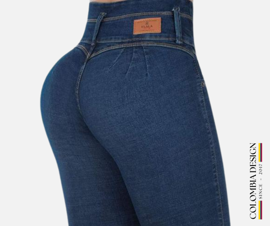 Jean Skinny, tiro alto, levanta cola, color Azul. Ref 115.